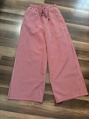 Boheme Red Gingham Wide-Leg Pants